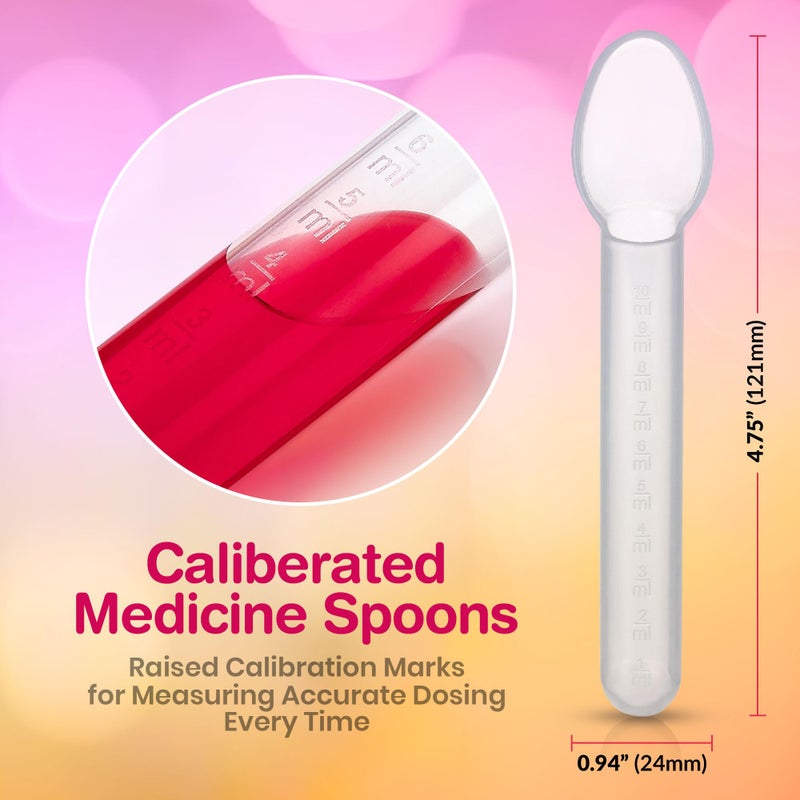 MEDca Calibrated Medicine Spoon for Kids, Baby & Toddler - (Pack of 2) - 2 Tsp/10 mL Capacity Plastic Oral Liquid Dose Medication Graduated Dispenser - Image 2