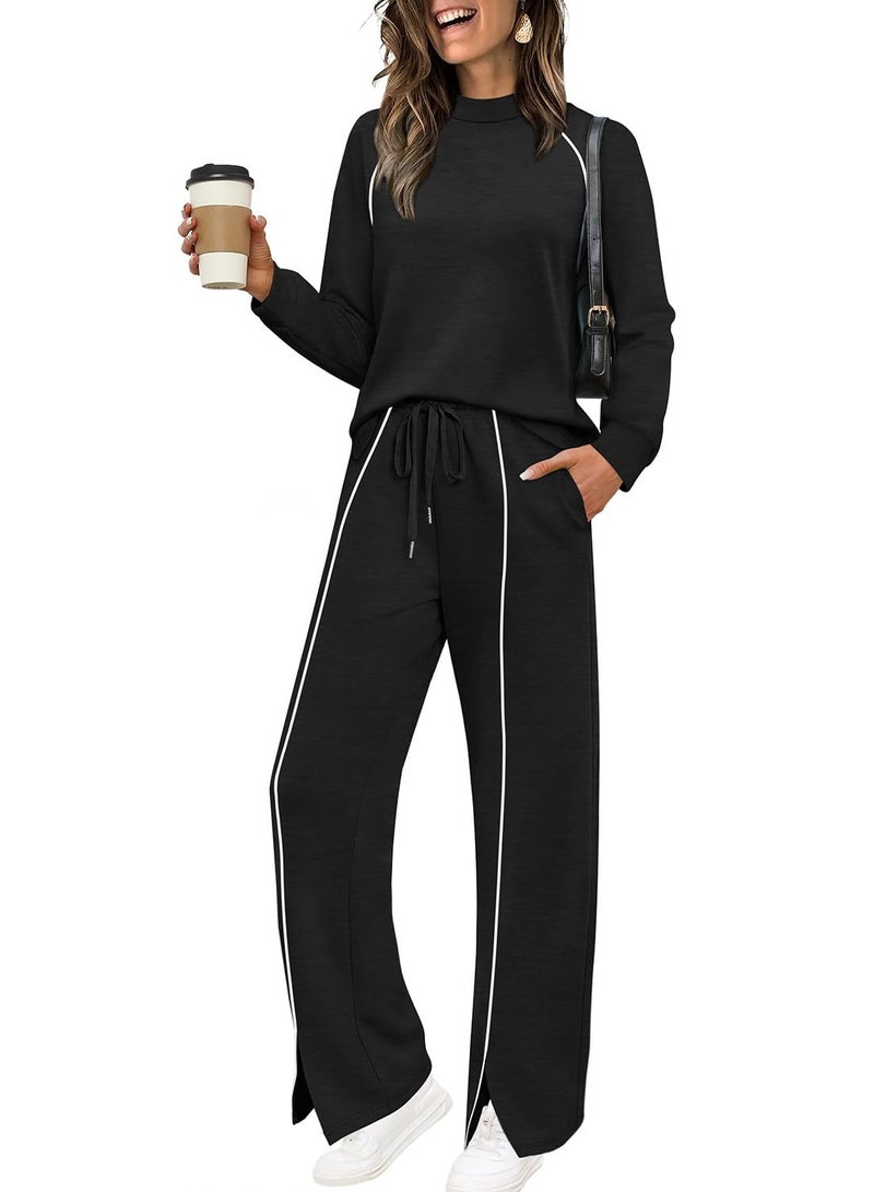 سولاكان طقم استرخاء نسائي قطعتين مقاس XXL، تيشيرت بأكمام قصيرة وبنطال واسع، خامة ناعمة ومريحة للاستخدام اليومي والمنزل - Image 2