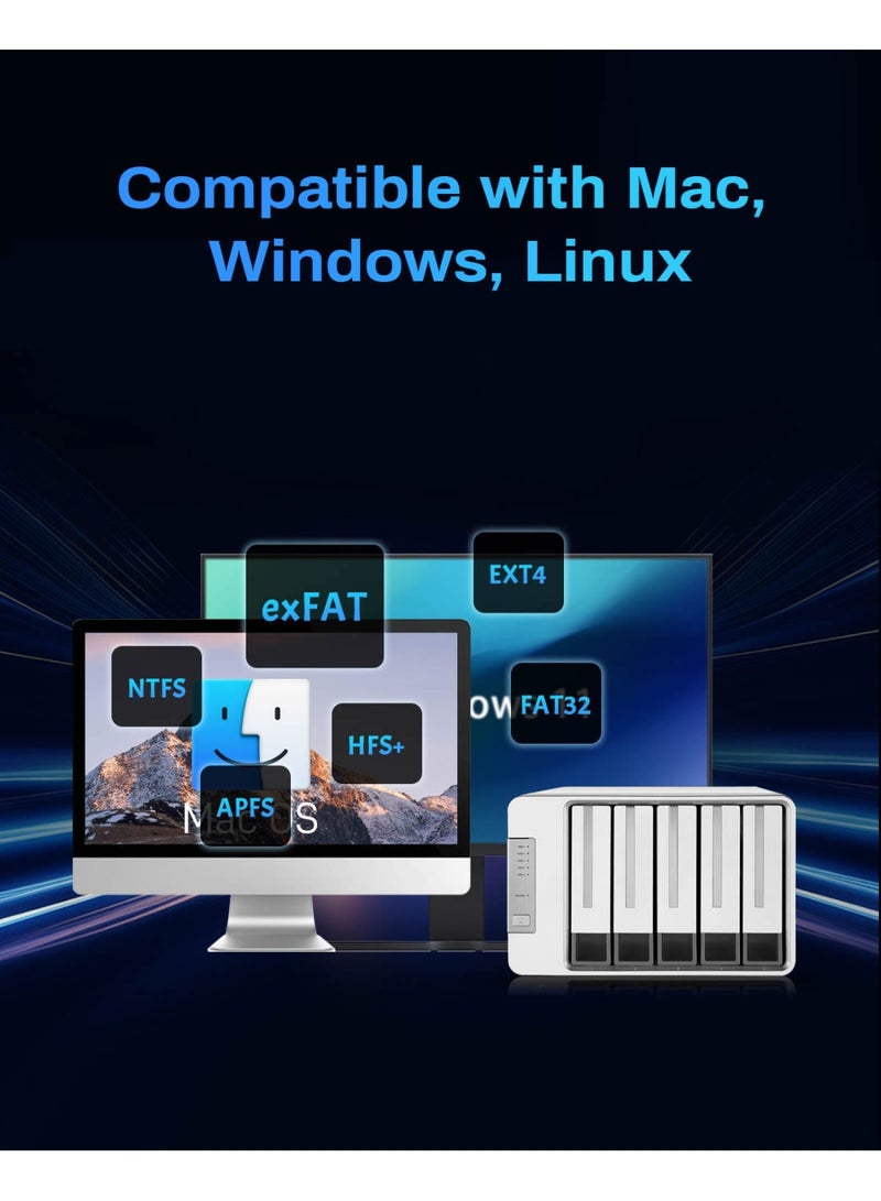 تيراماستر علبة قرص صلب TERRAMASTER D5-310، 5 حجرات، تدعم RAID 5، 0، 1، 10، فردي، USB 3.1 Type C، برنامج نسخ احتياطي للتخزين المرفق مباشرةً (بدون قرص) - Image 5