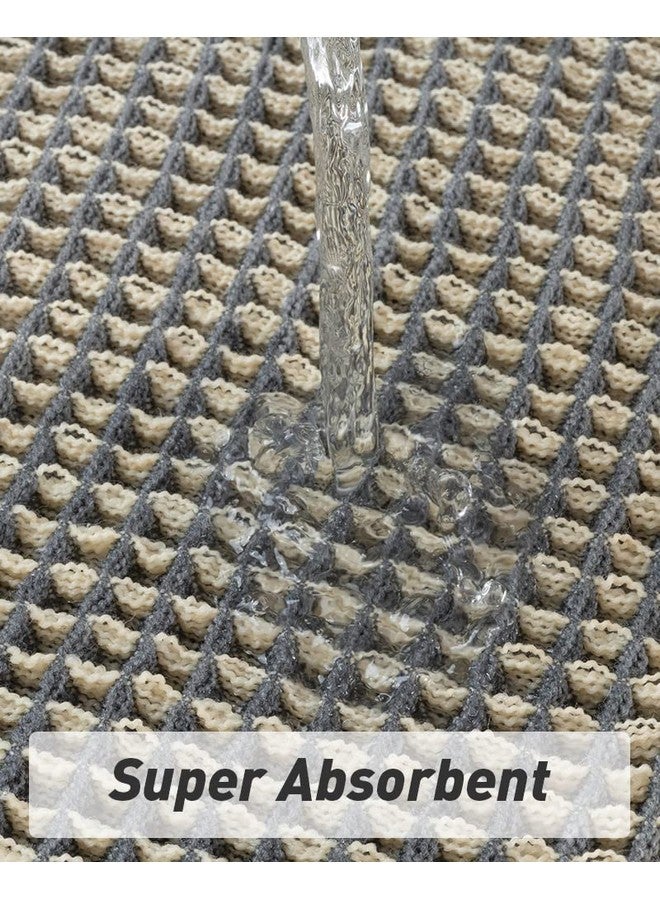 AMOAMI Upgraded Waffle Runner Rug Super Absorbent Non Slip Bath Mats for Bathroom Washable Bathroom Runner Rug with Tassels, Ideal for Hallway Bedroom Laundry Room, Dark Grey & Yellow, 2' x 4'(24" x 48") - Image 2