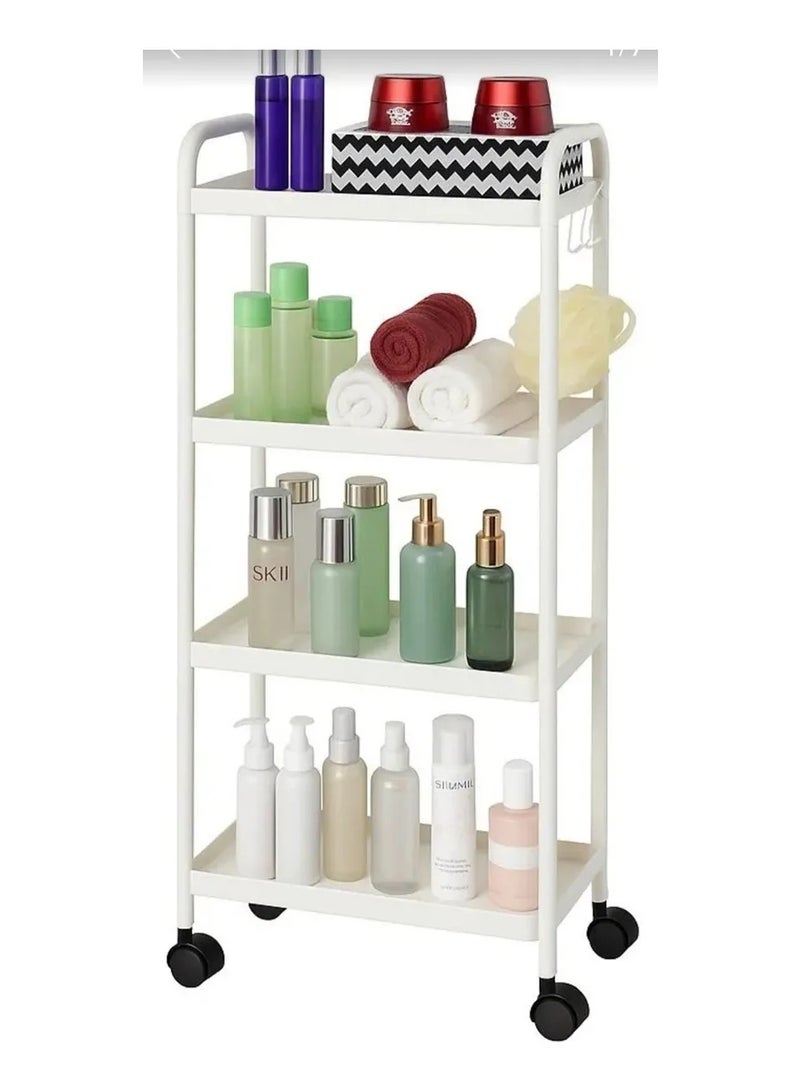 رف تخزين متعدد الوظائف للحوض الضيق، عربة تخزين صغيرة متعددة الطبقات للأرضية، منظم توابل الخضار والفواكه وأدوات الطهي في المطبخ، رف تخزين زاوية الحمام، لوازم تخزين منزلية - Image 1