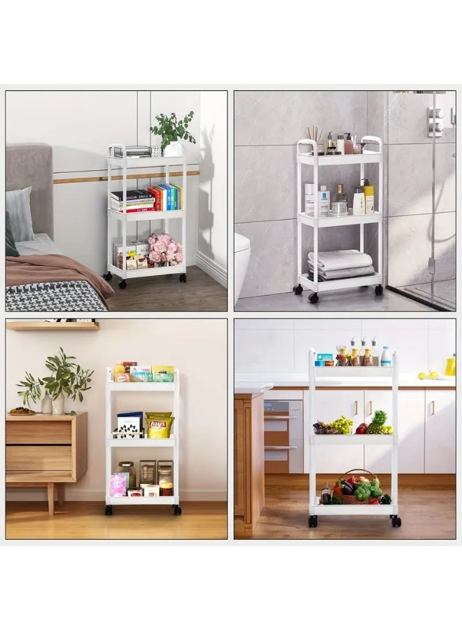 رف تخزين متعدد الوظائف للحوض الضيق، عربة تخزين صغيرة متعددة الطبقات للأرضية، منظم توابل الخضار والفواكه وأدوات الطهي في المطبخ، رف تخزين زاوية الحمام، لوازم تخزين منزلية - Image 2