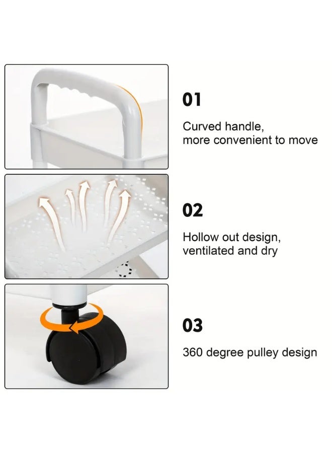 رف تخزين متعدد الوظائف للحوض الضيق، عربة تخزين صغيرة متعددة الطبقات للأرضية، منظم توابل الخضار والفواكه وأدوات الطهي في المطبخ، رف تخزين زاوية الحمام، لوازم تخزين منزلية - Image 3