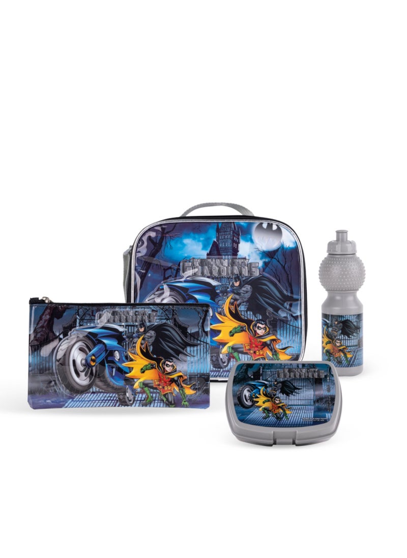 DC DC Batman 5-in-1 School Gear with 16-inch Kids’ Trolley Backpack - Extendable Telescopic Trolley, Soft Rubber Pullers, Thermal Insulation Lunch Bag, and Water-Resistant School Set  - Image 4