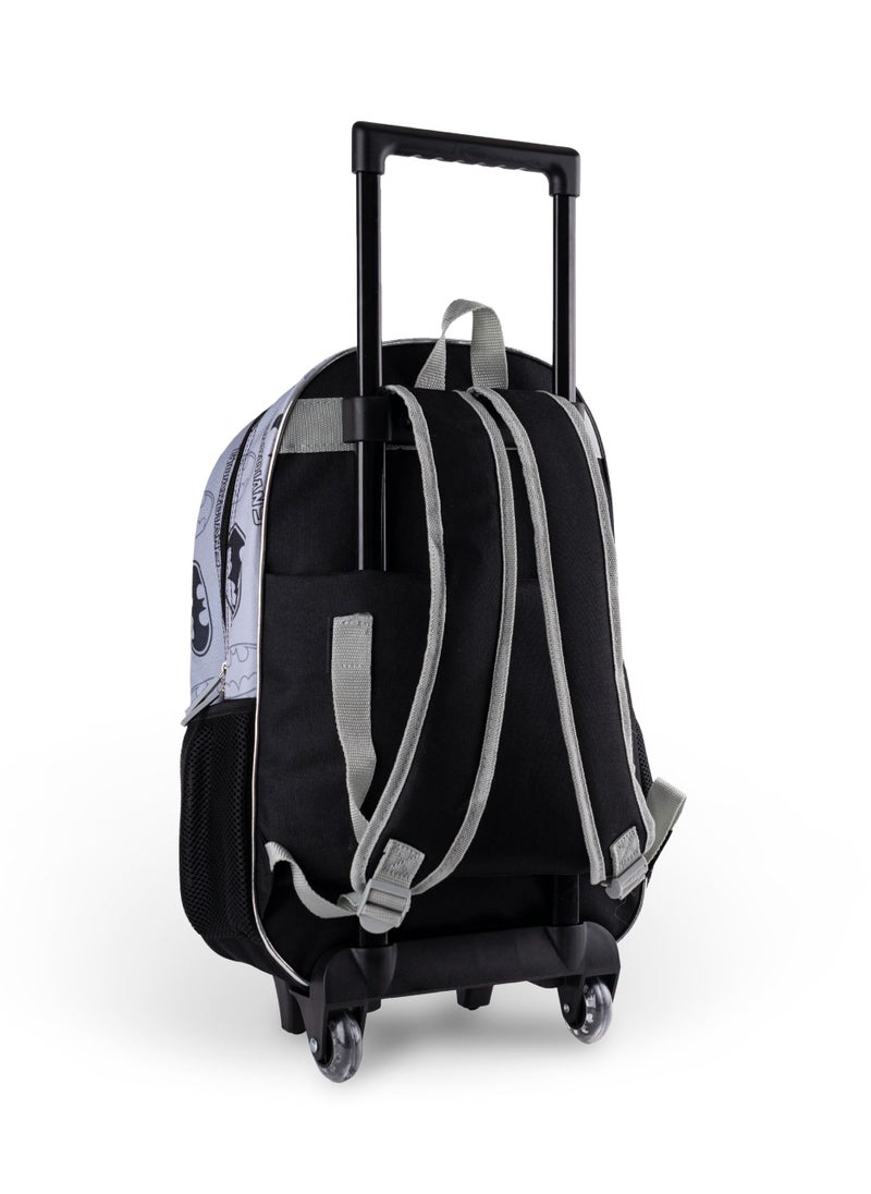 DC DC Batman 5-in-1 School Gear with 16-inch Kids’ Trolley Backpack - Extendable Telescopic Trolley, Soft Rubber Pullers, Thermal Insulation Lunch Bag, and Water-Resistant School Set  - Image 3