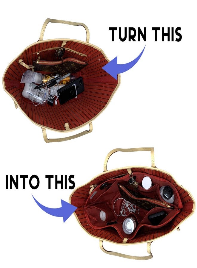 Purse Bling منظم حقائب يد رفيع من Purse Bling مزود بسحاب لحقائب اليد والحقائب الكبيرة، منظم حقائب أنيق مناسب لحقائب Speedy وNeverfull وGraceful وDelightful (جامبو، أحمر) - Image 4