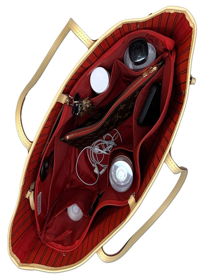 Purse Bling منظم حقائب يد رفيع من Purse Bling مزود بسحاب لحقائب اليد والحقائب الكبيرة، منظم حقائب أنيق مناسب لحقائب Speedy وNeverfull وGraceful وDelightful (جامبو، أحمر) - Image 5