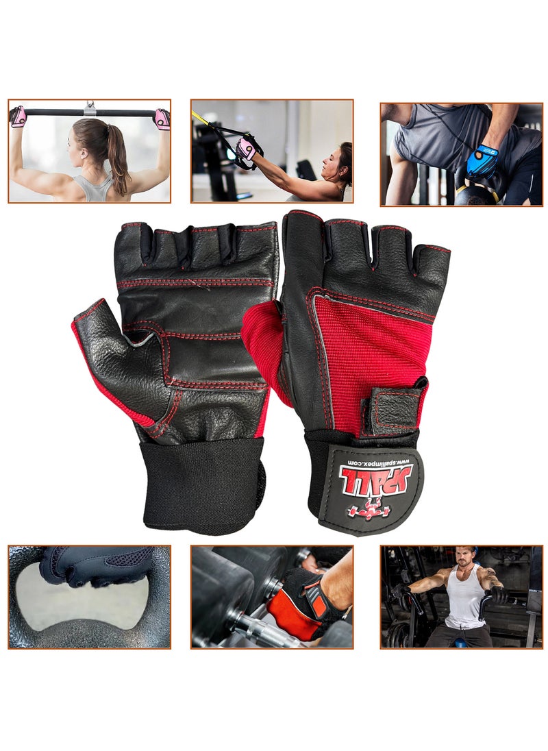 Spall - Weight Lifting Leather Gloves Short Strap Power Lifting Gloves Strong grip Palm Exercise Fitness Strengthen Gloves Home Gym - Image 1