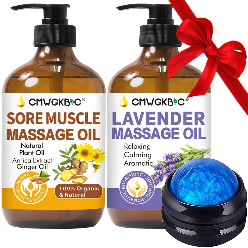 Massage Oil for Massage TherapyLymphatic DrainageGinger Oil Sore Muscle Arnica Oil Lavender Oil Relaxing Massage Oils for Date NightMassage BallFathers Day Gift for HusbandMen Gifts for Him Her