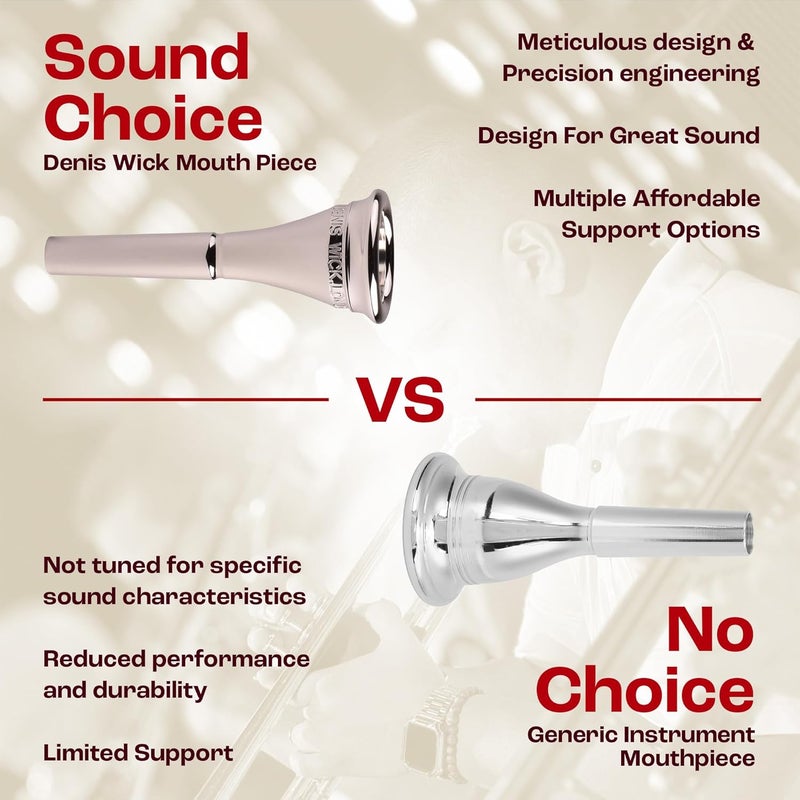 Denis Wick French Horn Narrow Rim Classic Mouthpiece Silver Plated 7N | French Horn Mouthpiece for Players of All Levels | Large Sound with a Full Rich Tone | Cup 17mm | Rim 3.85mm | Throat 4.5mm - Image 3