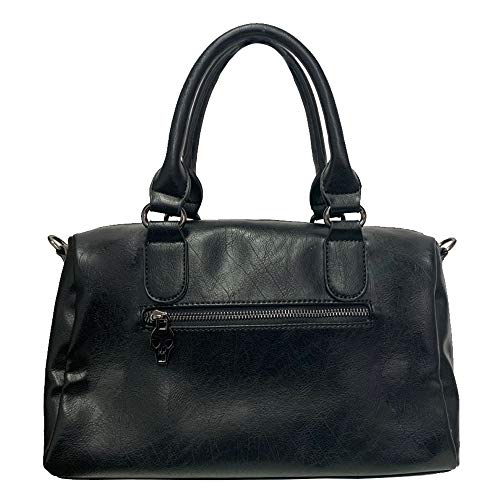 FiveloveTwo Women Skull Chain Handbag and Purse Gothic Rivet Tote Satchel Shoulder Bag Black - Image 2
