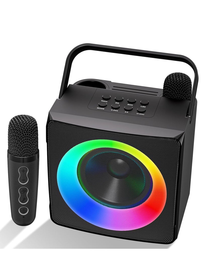 General Karaoke Machine, Portable Bluetooth Karaoke Speaker for Kids Adults, Unique Singing Machine with Two Wireless Microphones Storage Hole, Ideal Gifts for Girls Boys  - Image 1