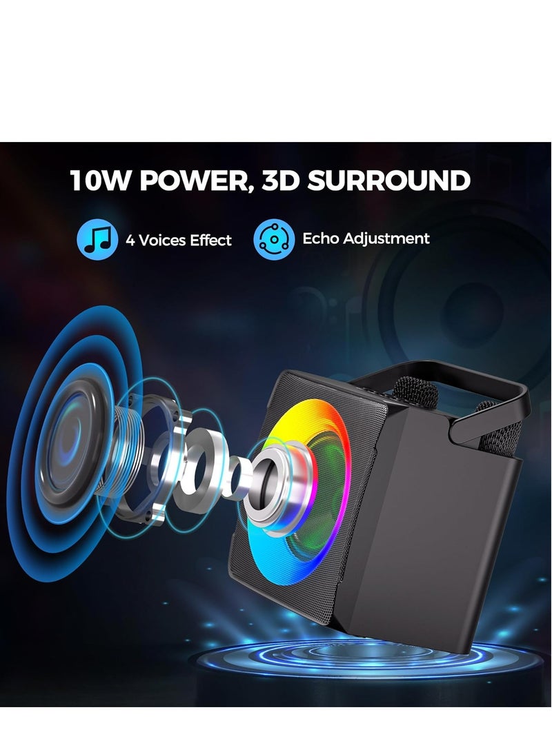 General Karaoke Machine, Portable Bluetooth Karaoke Speaker for Kids Adults, Unique Singing Machine with Two Wireless Microphones Storage Hole, Ideal Gifts for Girls Boys  - Image 2