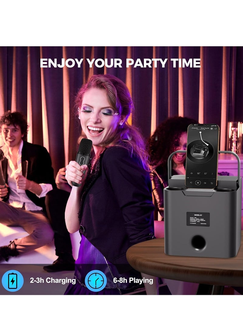 General Karaoke Machine, Portable Bluetooth Karaoke Speaker for Kids Adults, Unique Singing Machine with Two Wireless Microphones Storage Hole, Ideal Gifts for Girls Boys  - Image 3