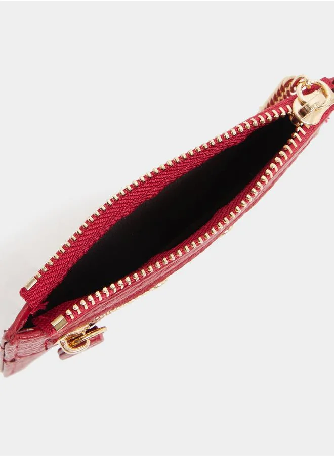 Styli Textured Wallet with Zip Closure