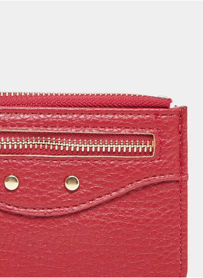 Styli Textured Wallet with Zip Closure