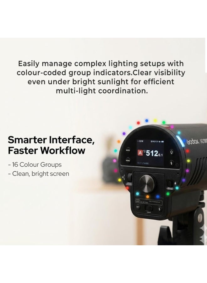 Godox AD300Pro II All-in-One Outdoor Flash – 300Ws Portable Strobe, 10-Stop TTL/HSS 1/8000s, One-Tap X3 Wireless Sync, 350 Full-Power Flashes, Bi-Color LED Modeling Light, For Location & Studio Photography - Image 5