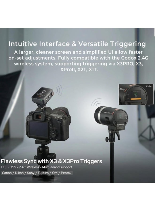 Godox AD300Pro II All-in-One Outdoor Flash – 300Ws Portable Strobe, 10-Stop TTL/HSS 1/8000s, One-Tap X3 Wireless Sync, 350 Full-Power Flashes, Bi-Color LED Modeling Light, For Location & Studio Photography - Image 3
