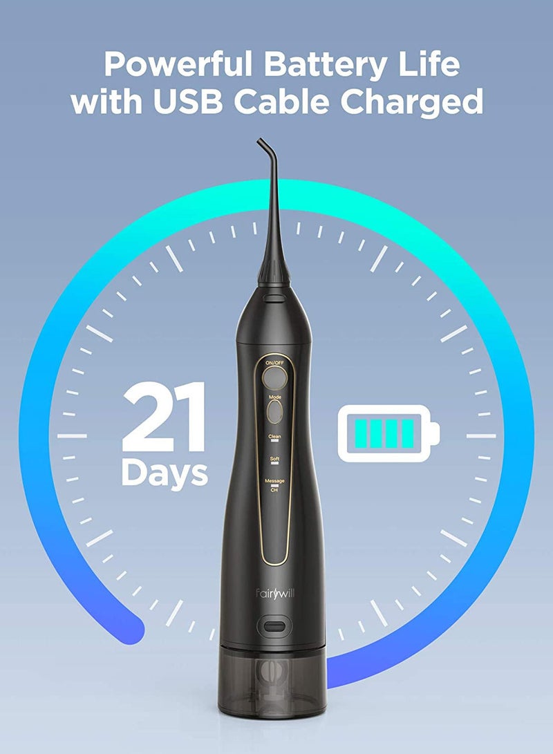 Fairywill Portable Oral Irrigator USB Rechargeable Dental Water Flosser Jet Irrigator Dental Teeth Cleaner 3 Modes 300ML - Image 3