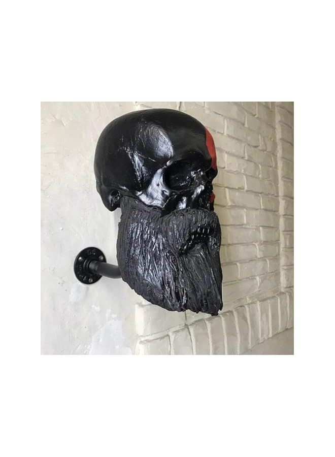 erorex Motorcycle Skull Helmet Holder, Skull Head Cap Helmet Stand Resin Crafts Wall Mounted Ghost Helmet Hanger (Style 1) - Image 4