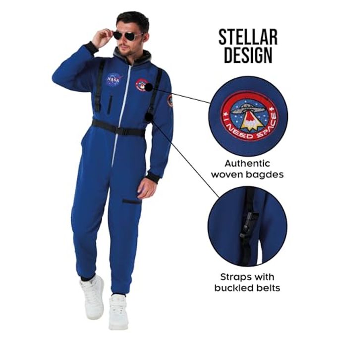 MORPH Astronaut Costume Adult, Blue Space Suit Men, Mens Halloween Costume Astronaut Suits, Nasa Costumes Adult, X-Large - Image 3