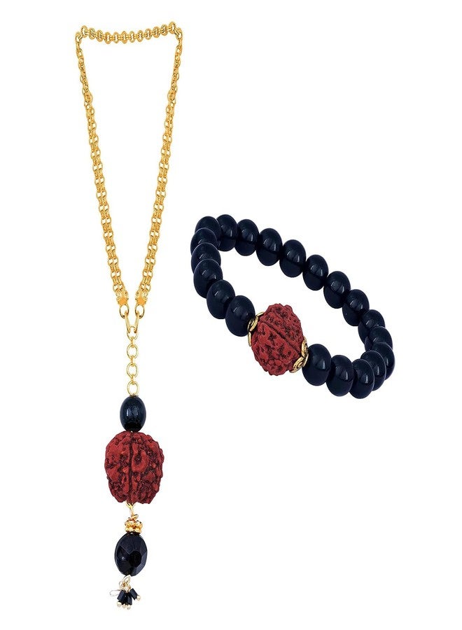 JFL - Jewellery for Less Handmade Rakhi, Brother Combo Couple Pair Rudraksha Rakhi Bracelet Set for Bhaiya Latest Lumba with Roli Chawal for Raksha Bandhan. - Image 1
