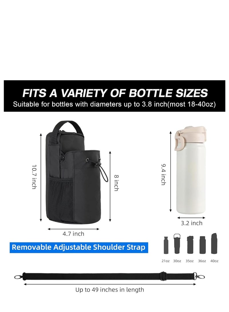 Magnetic Gym Bag Water Bottle Holder – Water-Resistant Bottle Pouch with Shoulder Strap, Phone Pockets & 5 Built-in Magnets – Gym Accessories Organizer for Men & Women  - Image 3