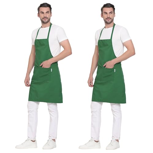 uniformer Apron for Men and Women | Durable & Stylish for Kitchen, Restaurant, Cafes | Ideal for Chefs, Bakers & Home Cooks | Easy to Clean | Unisex Design (Green_Pack of 2) - Image 1