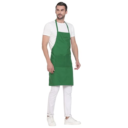 uniformer Apron for Men and Women | Durable & Stylish for Kitchen, Restaurant, Cafes | Ideal for Chefs, Bakers & Home Cooks | Easy to Clean | Unisex Design (Green_Pack of 2) - Image 3