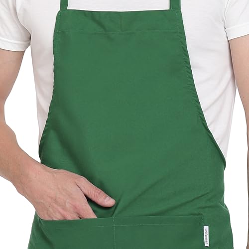 uniformer Apron for Men and Women | Durable & Stylish for Kitchen, Restaurant, Cafes | Ideal for Chefs, Bakers & Home Cooks | Easy to Clean | Unisex Design (Green_Pack of 2) - Image 4