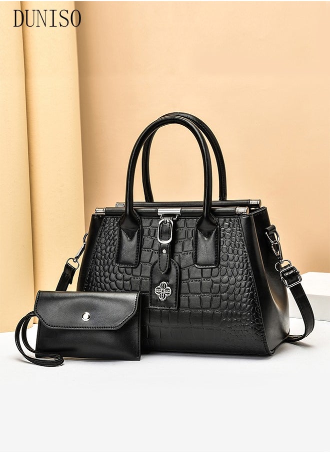 DUNISO 2PCS Women's Elegant Purses and Handbags Set Shoulder Bag Ladies Designer Satchel Messenger Tote Bag Crossbody Bag for Shopping Working  - Image 4