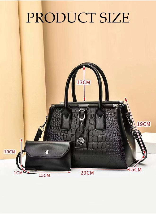 DUNISO 2PCS Women's Elegant Purses and Handbags Set Shoulder Bag Ladies Designer Satchel Messenger Tote Bag Crossbody Bag for Shopping Working  - Image 2