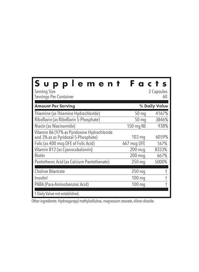 اليرجي ريسيرتش جروب كبسولات فيتامين ب المركب النباتية 120 حبة - Image 3