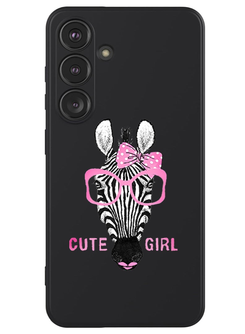 Theodor Protective Slim Fit Case Liquid Silicone Cover with Full Body Protection Anti-Scratch Shockproof Case For Samsung Galaxy S24 Plus (Black) - Cute girl zebra - Image 1