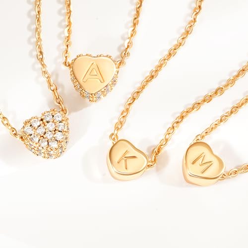 Fettero Tiny Gold Initial Heart Necklace-14K Gold Plated Handmade Dainty Personalized Letter Heart Choker Necklace For Women Necklace Jewelry - Image 4