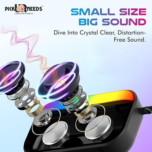 Pick Ur Needs Rechargeable Portable Bluetooth Wireless Speaker with RGB Light TF Card Hands Free Calling (Grey) - Image 3
