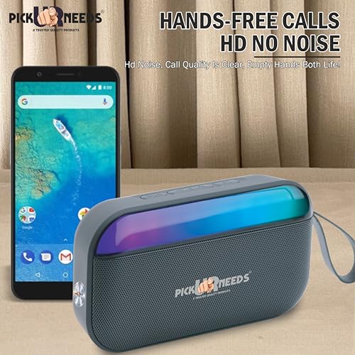 Pick Ur Needs Rechargeable Portable Bluetooth Wireless Speaker with RGB Light TF Card Hands Free Calling (Grey) - Image 4