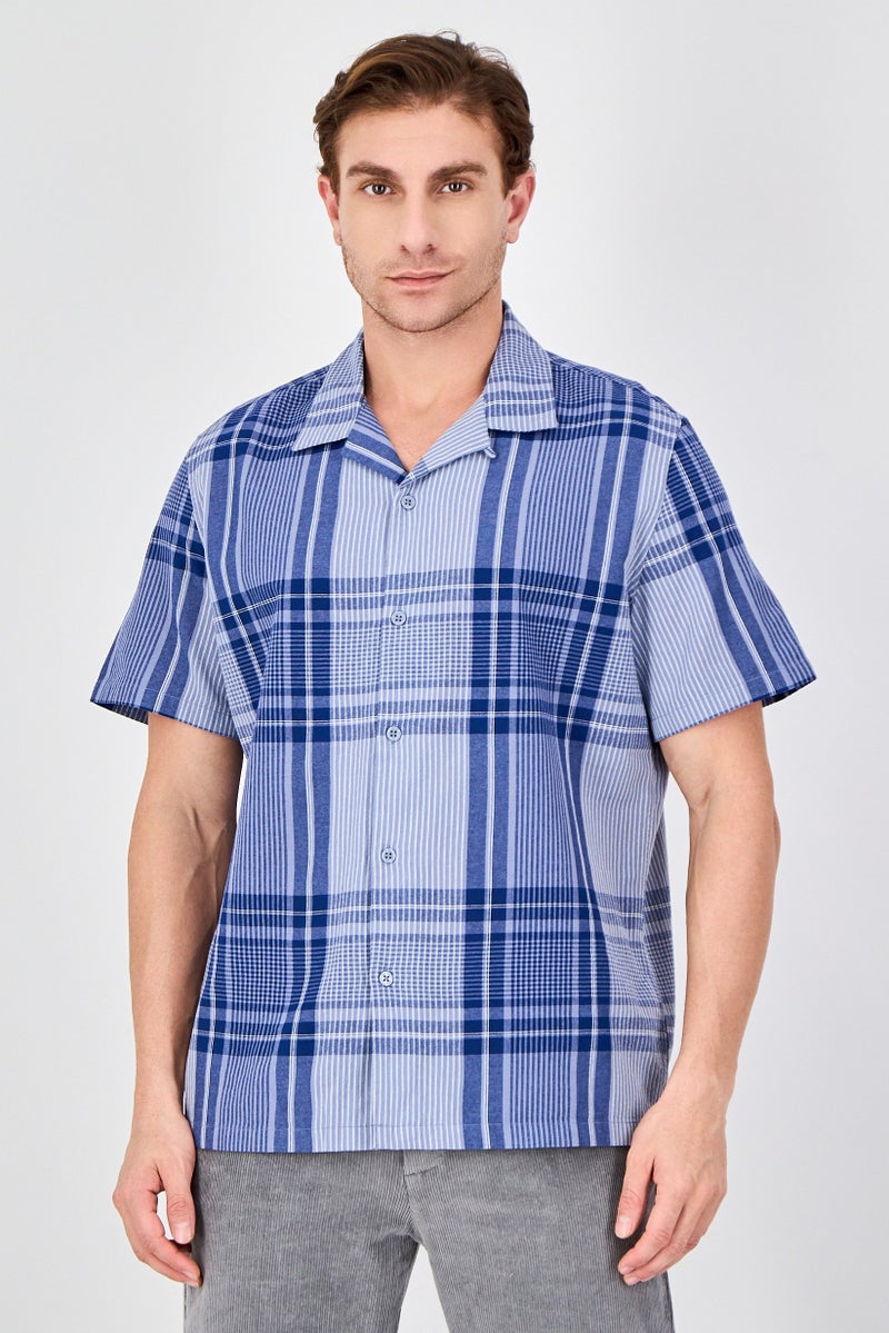 Celio Men Regular Fit Checkered Short Sleeve Casual Shirt, Multicolor - Image 1