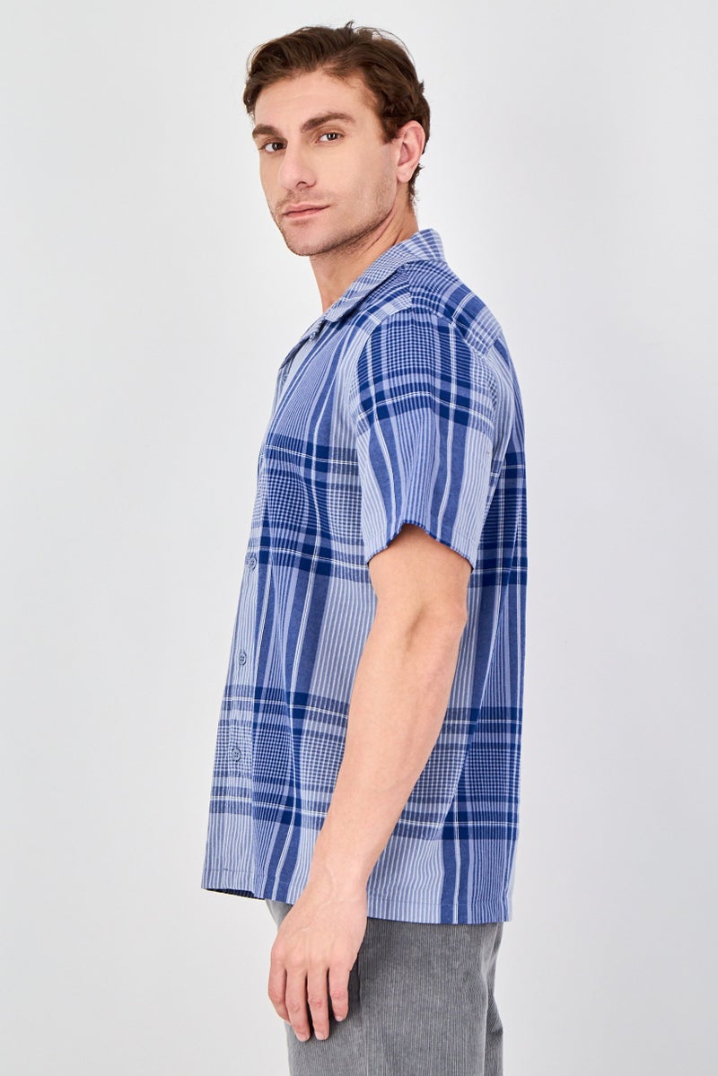 Celio Men Regular Fit Checkered Short Sleeve Casual Shirt, Multicolor - Image 3