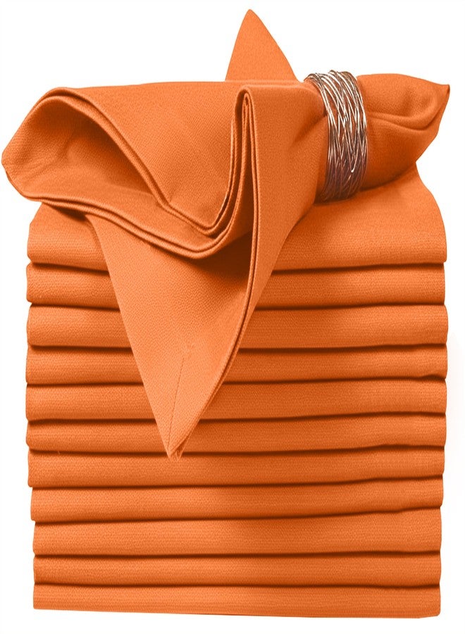 Ruvanti Premium Cloth Napkins Set of 12, 18x18 Inches, 100% Cotton, Washable, Soft & Absorbent, Perfect for Wedding, Christmas, Thanksgiving Dinners - Orange Peel - Image 1