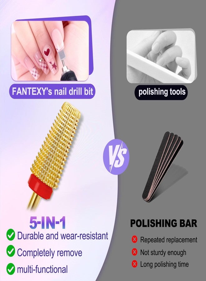 FANTEXY 5-in-1 Tungsten Carbide Nail Drill Bit, 3/32", Fine-F - Image 5