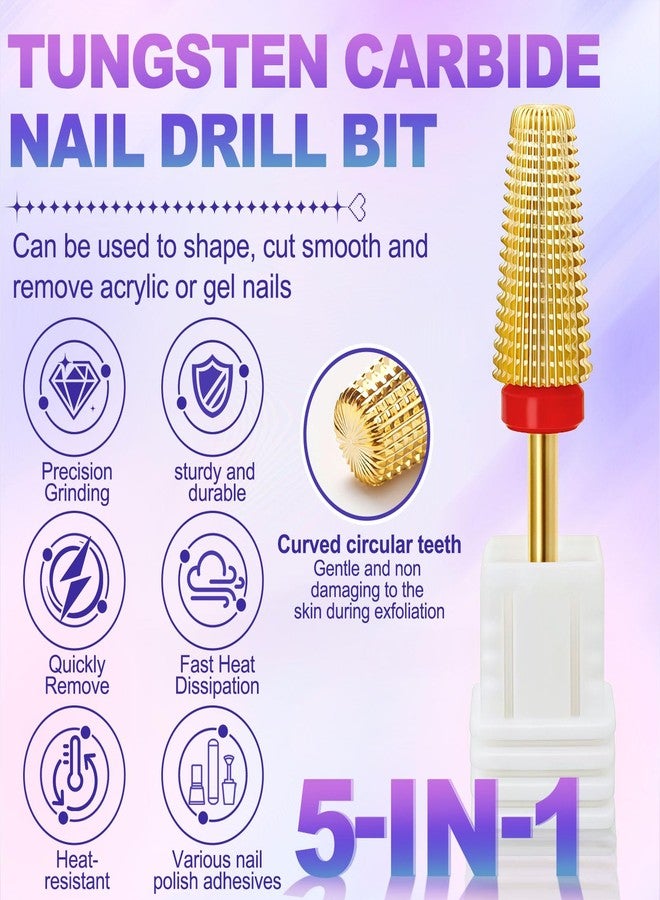 FANTEXY 5-in-1 Tungsten Carbide Nail Drill Bit, 3/32", Fine-F - Image 2