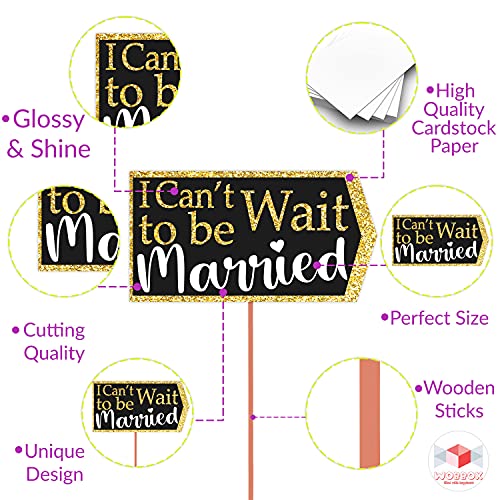 WOBBOX Bachelorette Party Photo Booth Props for Bride & Groom, Bridal Shower Props, Bachelorette Party Decoration, bride to be party decorations items- Golden Glitter & Black - Image 5