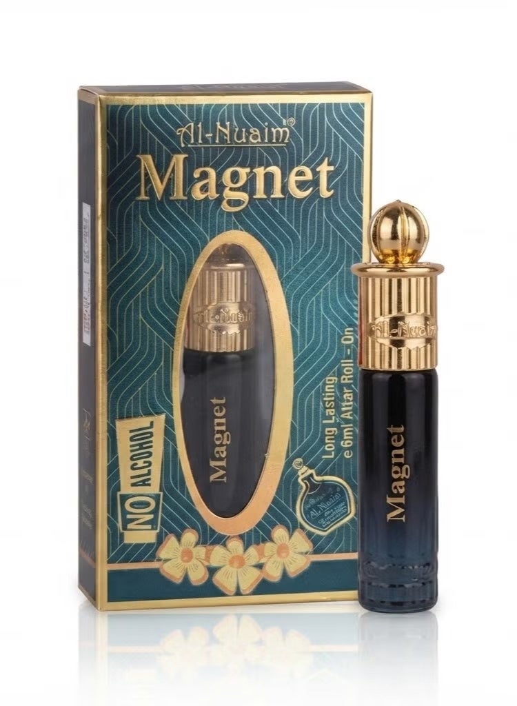 Al Nuaim Al-Nuaim Magnet Attar Roll On Perfume Oil 6ml | Alcohol Free Concentrated Ittar for Men & Women | Long Lasting Premium Arabic Oriental Woody Fragrance | Pocket Size Roll-On Attar - Image 1
