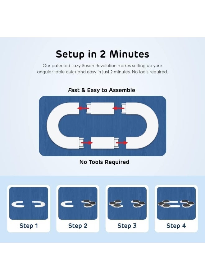 جورونب رمادي فاتح - ثورة ليزي سوزان - أول طاولة دوارة ليزي سوزان حاصلة على براءة اختراع وقابلة للتوسيع للطاولات المستطيلة والطويلة - طاولات المطبخ والطعام - هدية رائعة! للحفلات والتجمعات (6 طاولات دوارة) - Image 5