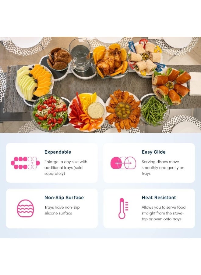 جورونب رمادي فاتح - ثورة ليزي سوزان - أول طاولة دوارة ليزي سوزان حاصلة على براءة اختراع وقابلة للتوسيع للطاولات المستطيلة والطويلة - طاولات المطبخ والطعام - هدية رائعة! للحفلات والتجمعات (6 طاولات دوارة) - Image 3