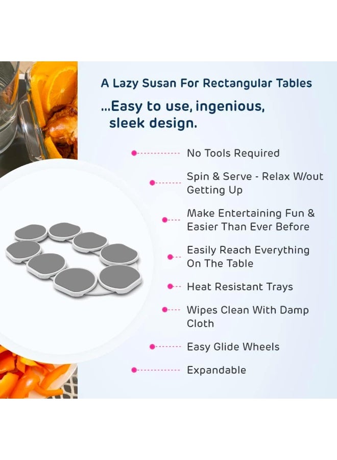 جورونب رمادي فاتح - ثورة ليزي سوزان - أول طاولة دوارة ليزي سوزان حاصلة على براءة اختراع وقابلة للتوسيع للطاولات المستطيلة والطويلة - طاولات المطبخ والطعام - هدية رائعة! للحفلات والتجمعات (6 طاولات دوارة) - Image 2