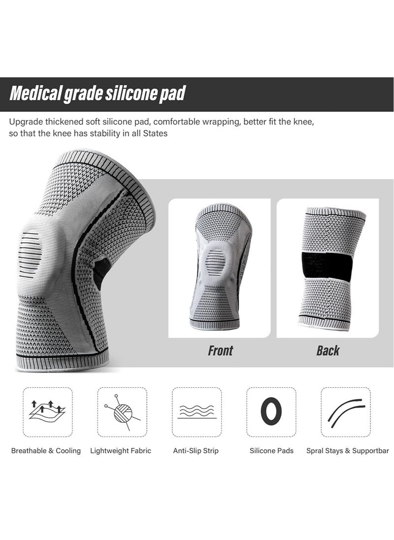 ToolHouse - 2PCS Nylon Elastic Exercise Knee Braces Breathable Knee Brace with Side Stabilizers and Silicone Pad to Relieve Joint Pain - Image 1