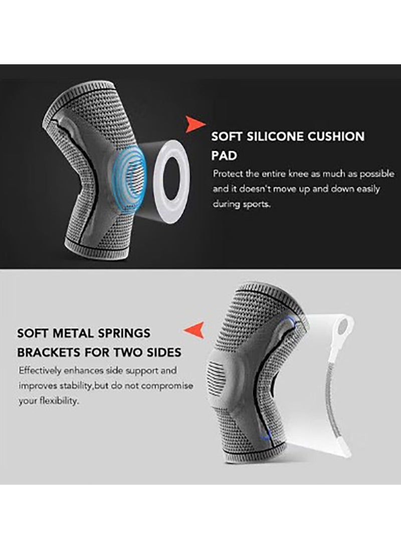 ToolHouse - 2PCS Nylon Elastic Exercise Knee Braces Breathable Knee Brace with Side Stabilizers and Silicone Pad to Relieve Joint Pain - Image 1