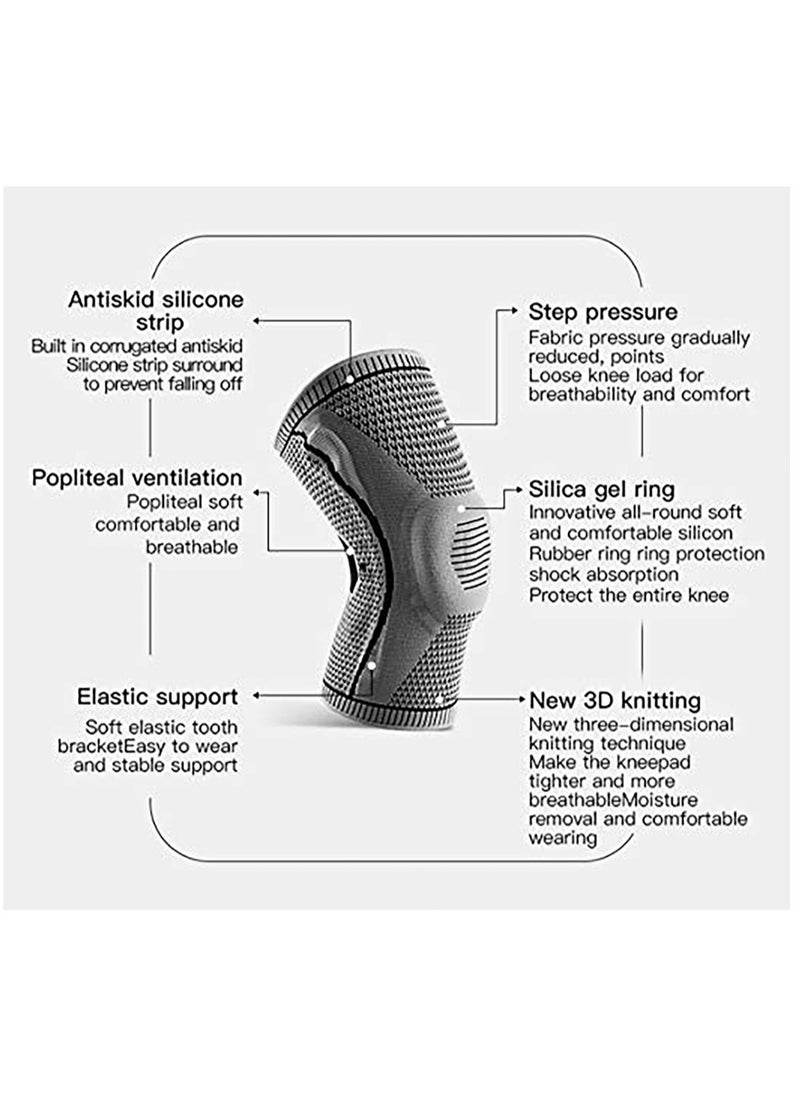 ToolHouse - 2PCS Nylon Elastic Exercise Knee Braces Breathable Knee Brace with Side Stabilizers and Silicone Pad to Relieve Joint Pain - Image 1